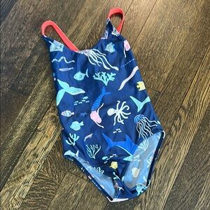Mini Boden One-Piece Swimsuit - Blue with Sea Life Print